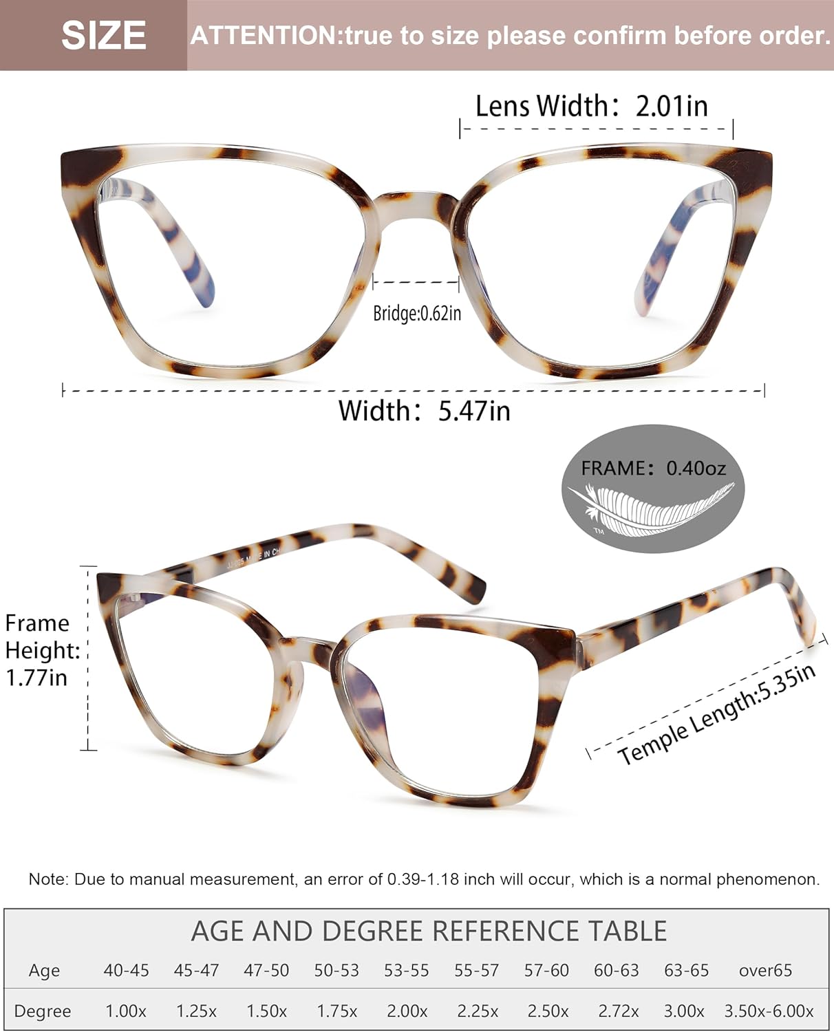 EYEURL Cat Eye Reading Glasses for women - 5 Pack Blue Light Blocking Reading Glasses Ladies +1.50 Fashion Square Frames Magnification with Spring Hinge - Image 3