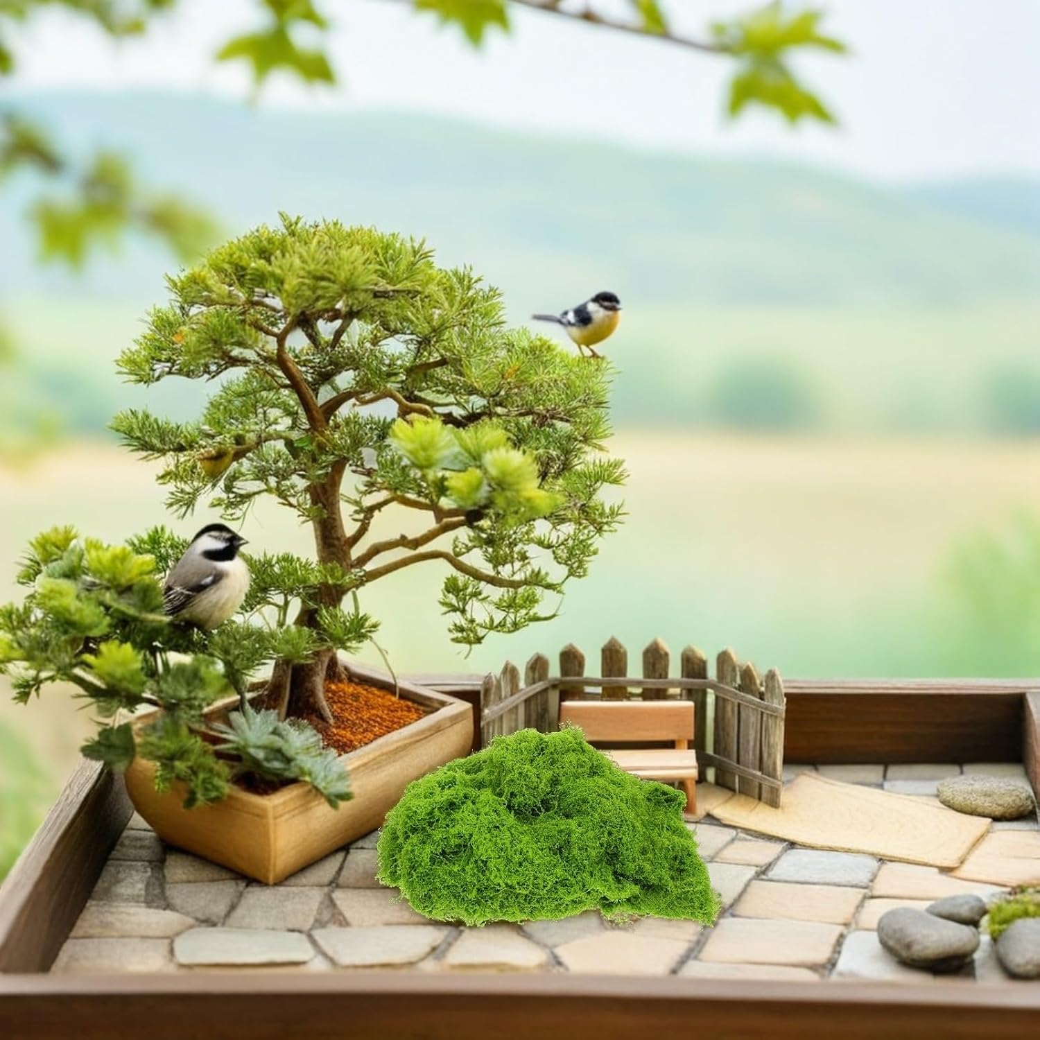 Artificial Moss for Terrarium and Aquarium Decoration, Light Green Plastic Moss for Miniature Landscapes, Natural Aesthetic and Family-Friendly DIY Activities, 1 Bag for Home Décor