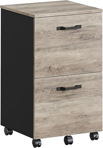 Miniatura 7 de VASAGLE UOFC040B02 - Archivador de 2 cajones para oficina en casa, soporte moderno, rodante y pequeño para impresora, para archivos A4 y tamaño Gris