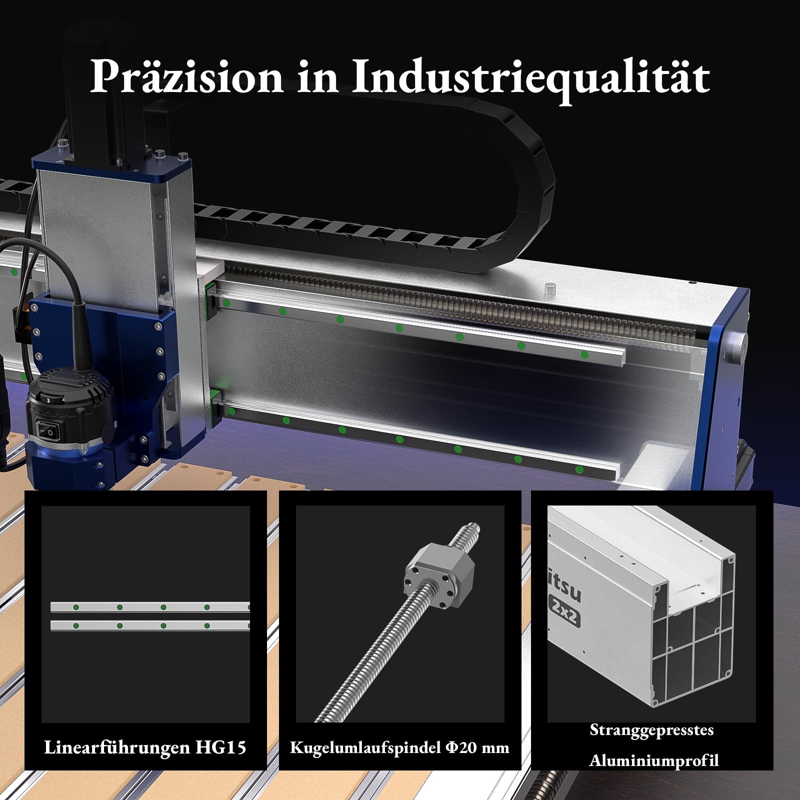 Genmitsu PROVerXL 2X2 CNC-Fräsmaschine, 679 x 679 x 113 mm Arbeitsbereich, Motoren mit geschlossenem Regelkreis, GRBL-Steuerung, 710-W-Spindel, WLAN- und APP-Unterstützung