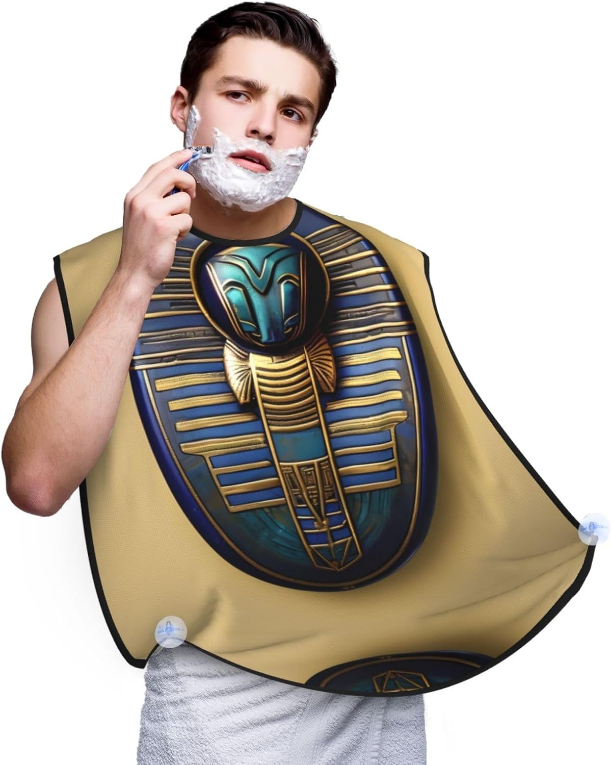 Egyptian Scarabs Print Beard Bib Apron, Shaving Apron For Dad, Men'S Hair Catcher For Shaving Best Gifts For Dad