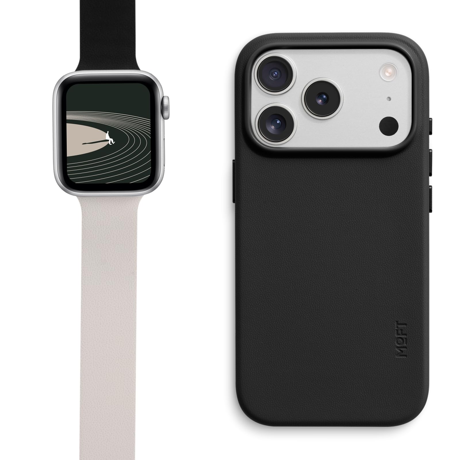 MOFT Snap Duo Watch Bands Compatible with Apple Watch 42mm(S3-1)/44mm/45mm/46mm/49mm Wake Vast Black x Stardust MOVAS Snap Case for iPhone 17 Pro Jet Black
