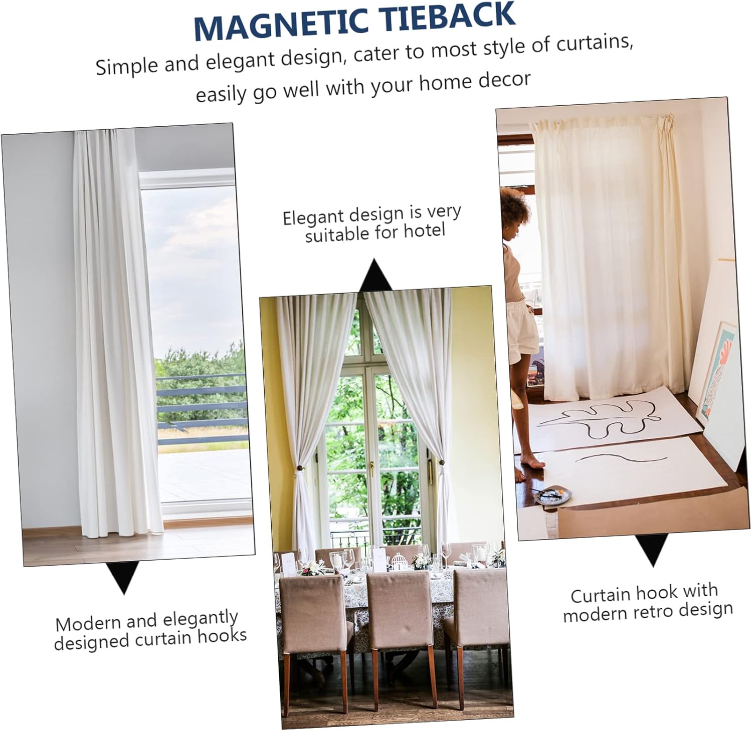 Curtain Holdbacks Curtain Tiebacks 1 Pair Curtain Ties Heavy Duty Magnet Hooks Home Tools Windows Curtain Holdback Drapery Tiebacks Drapes Holder Curtain Clip(OneColor,OneColor)