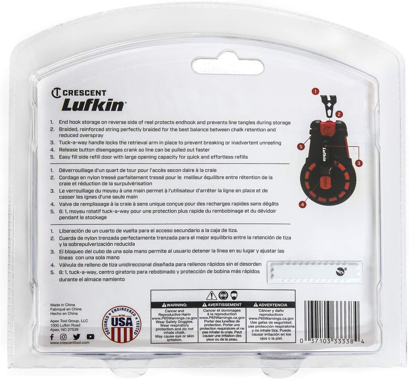 Lufkin CL50 Tiralíneas 50 ft/15 m Compacto con Tiza Azul