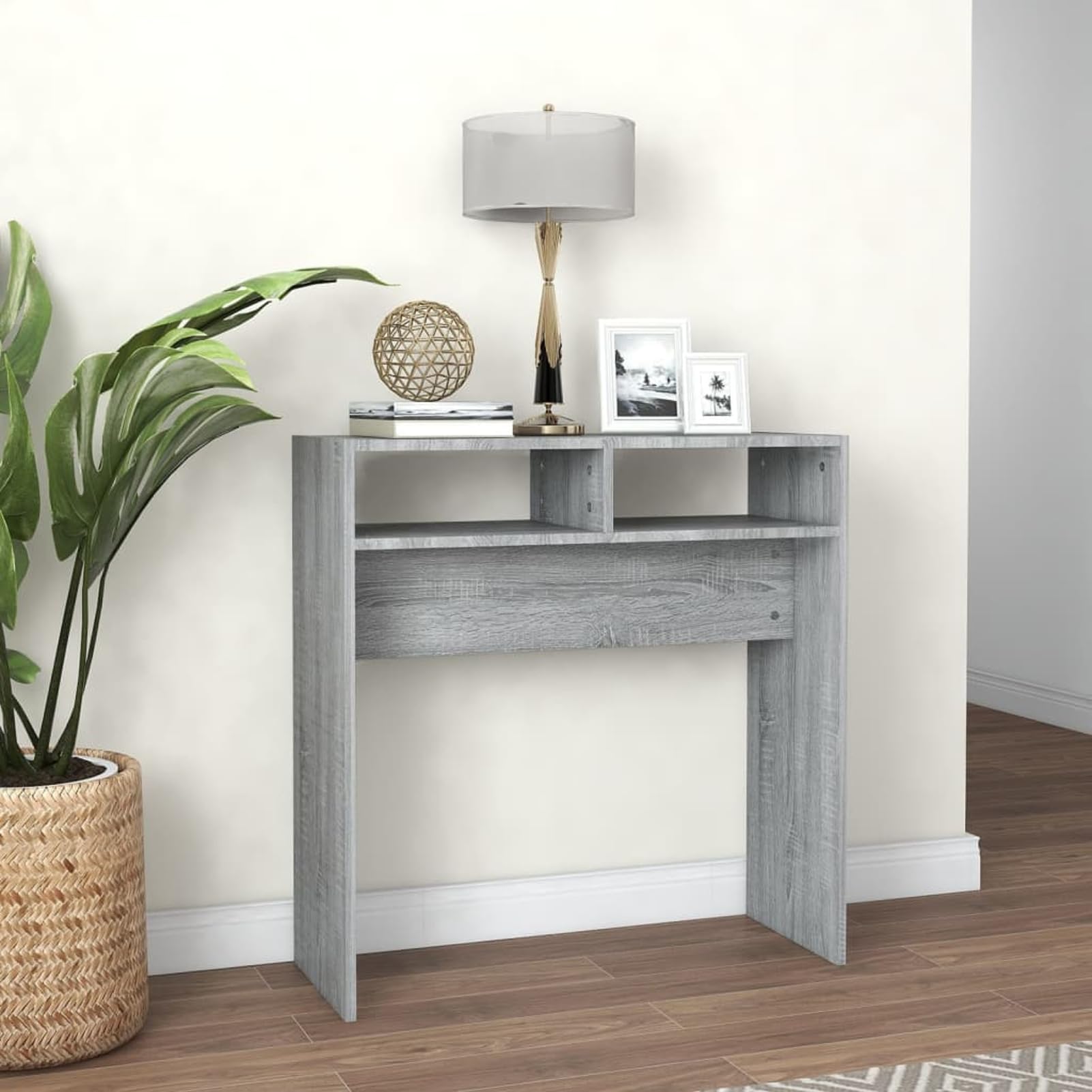 Anself Holzwerkstoff Konsole Grau Sonoma, 78x30x80 cm, mit Wandhalterung, einfach zu montieren Model815937