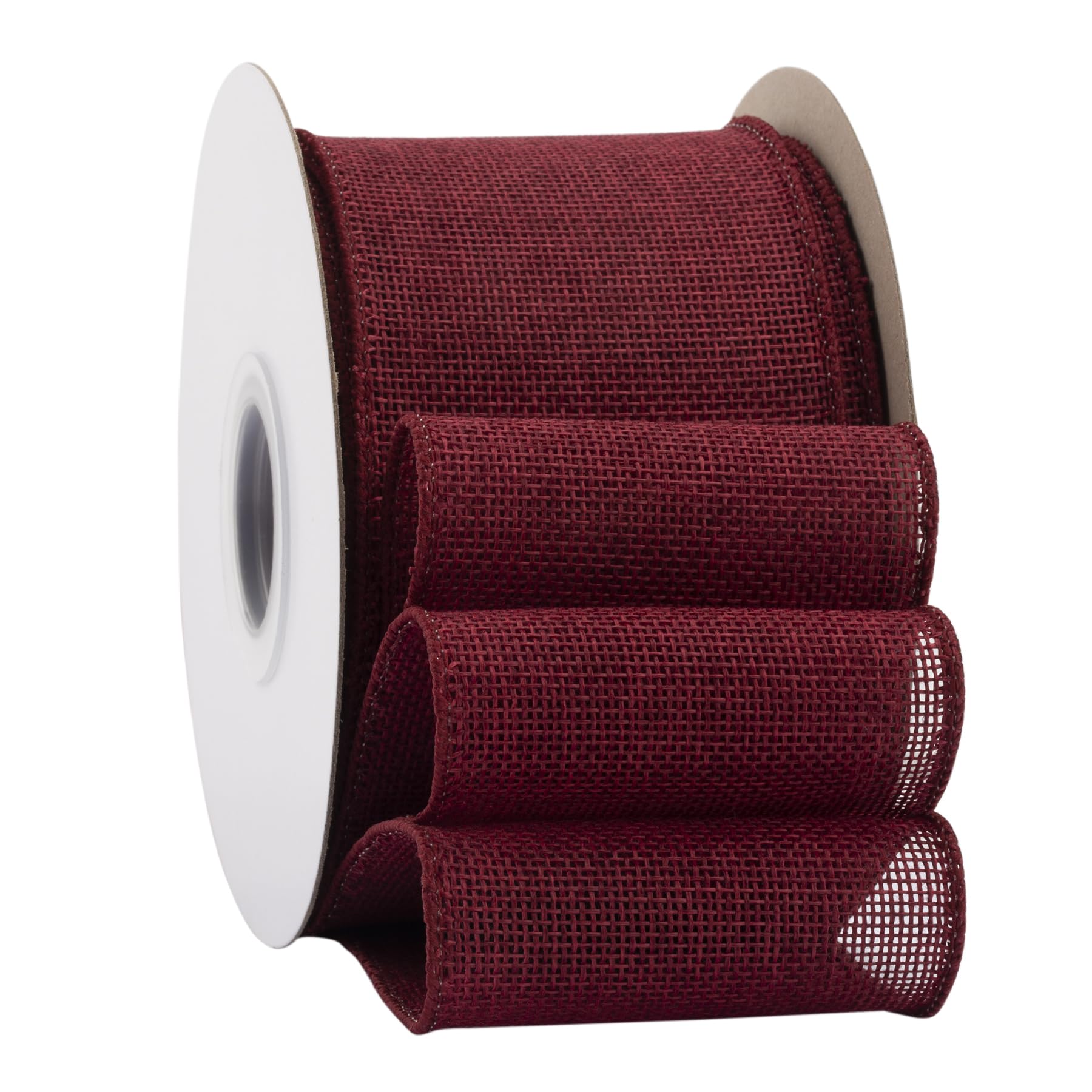 Ribbonitlux Burgundy Burlap Wired Ribbon, 75mm x 18 Meters, Wired Edge Burlap Ribbon for Gift Wrapping Big Bow, Wreath
