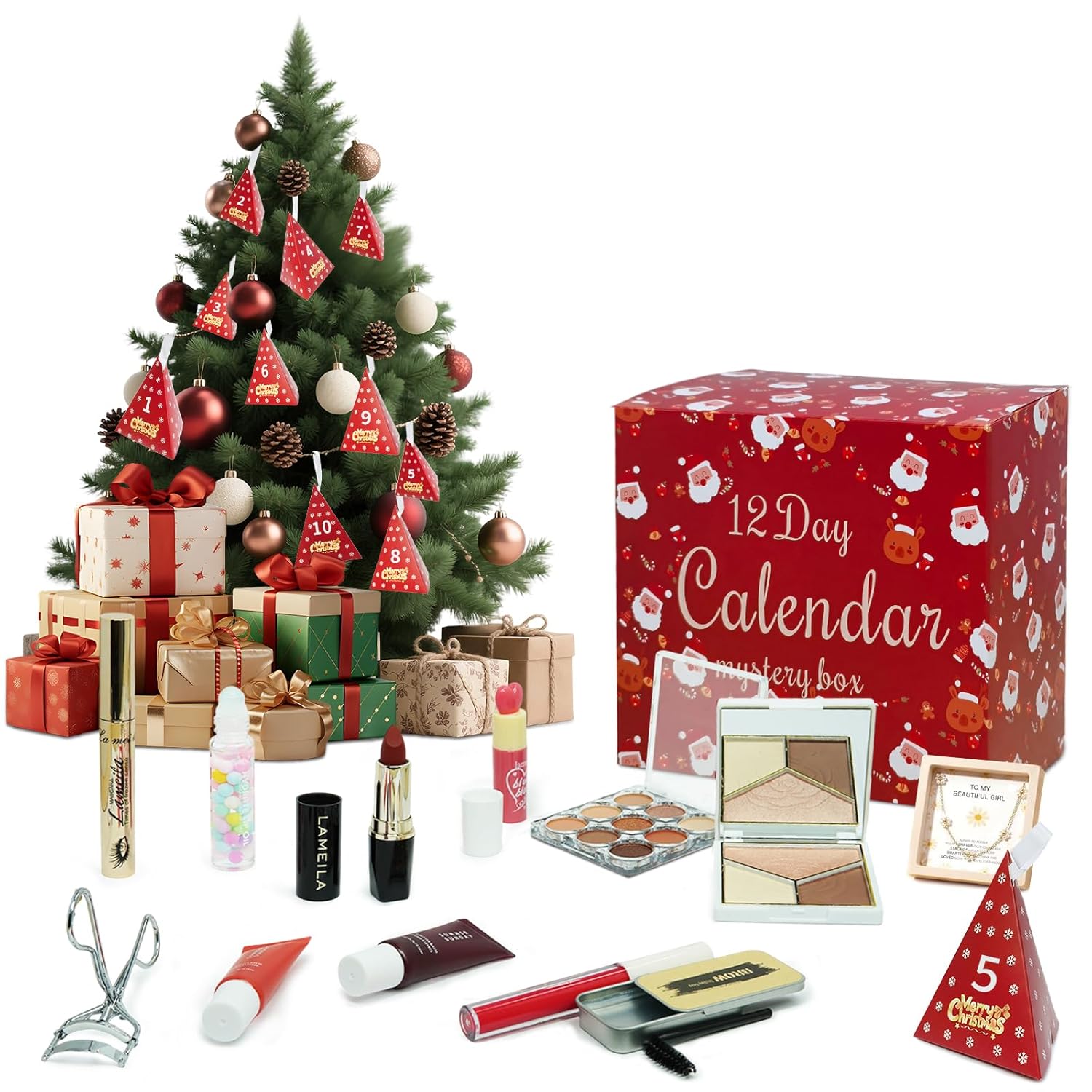 Makeup Advent Calendar 2025 for Kids,12 Days Christmas Makeup Kit Boxed Makeup Gift Set, Advent Calendars Christmas, Daughters makeup set and Girls Xmas Gift(AA01)