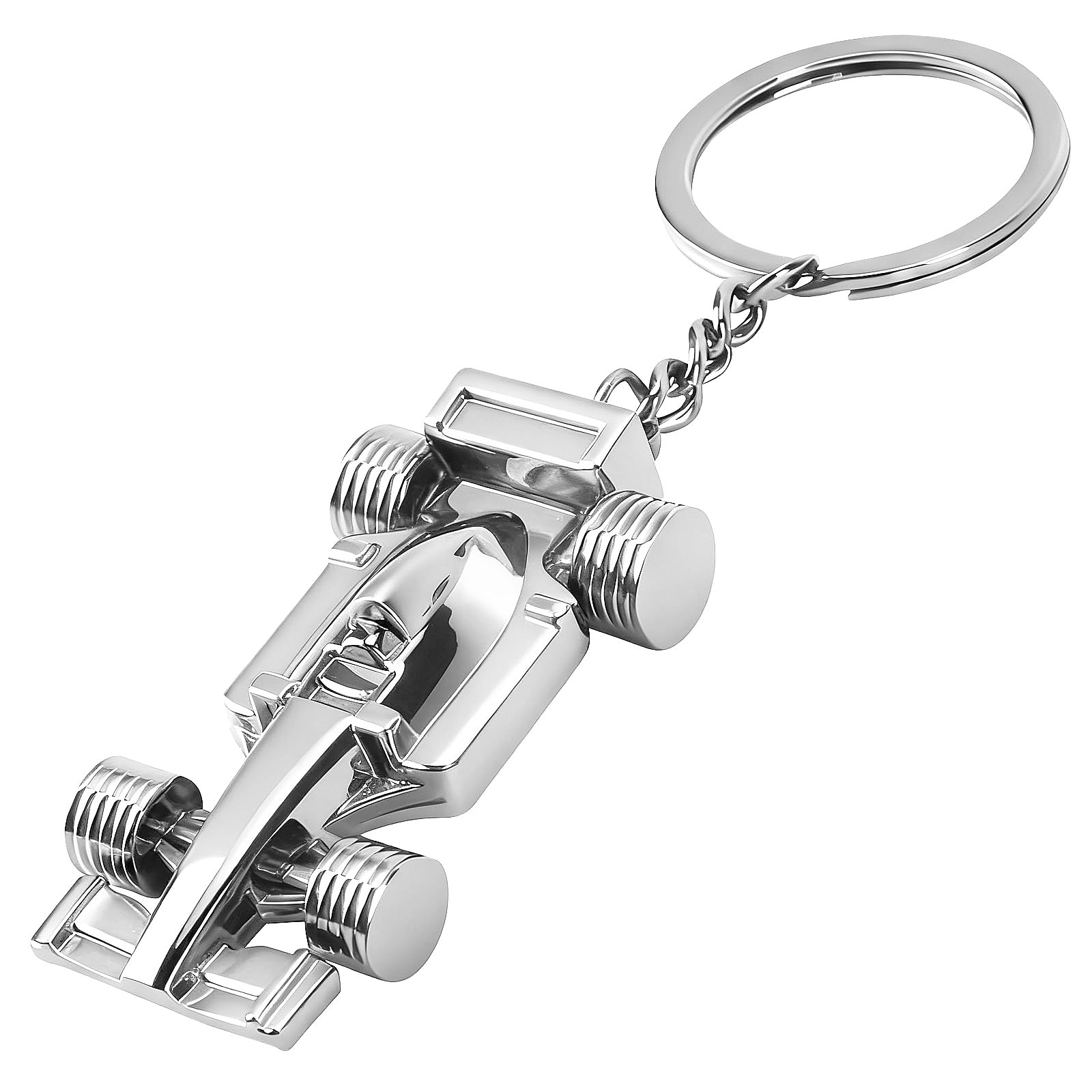 Silver Racing Car Keyring,Sport F1 Keyring Key Chain,Car Key Ring Chain Metal Keychain,Formula 1 Gifts for Boy Men,Metal Keyring Accessories for Christmas, Easter, Birthday,F1 Merchandise (Silver)