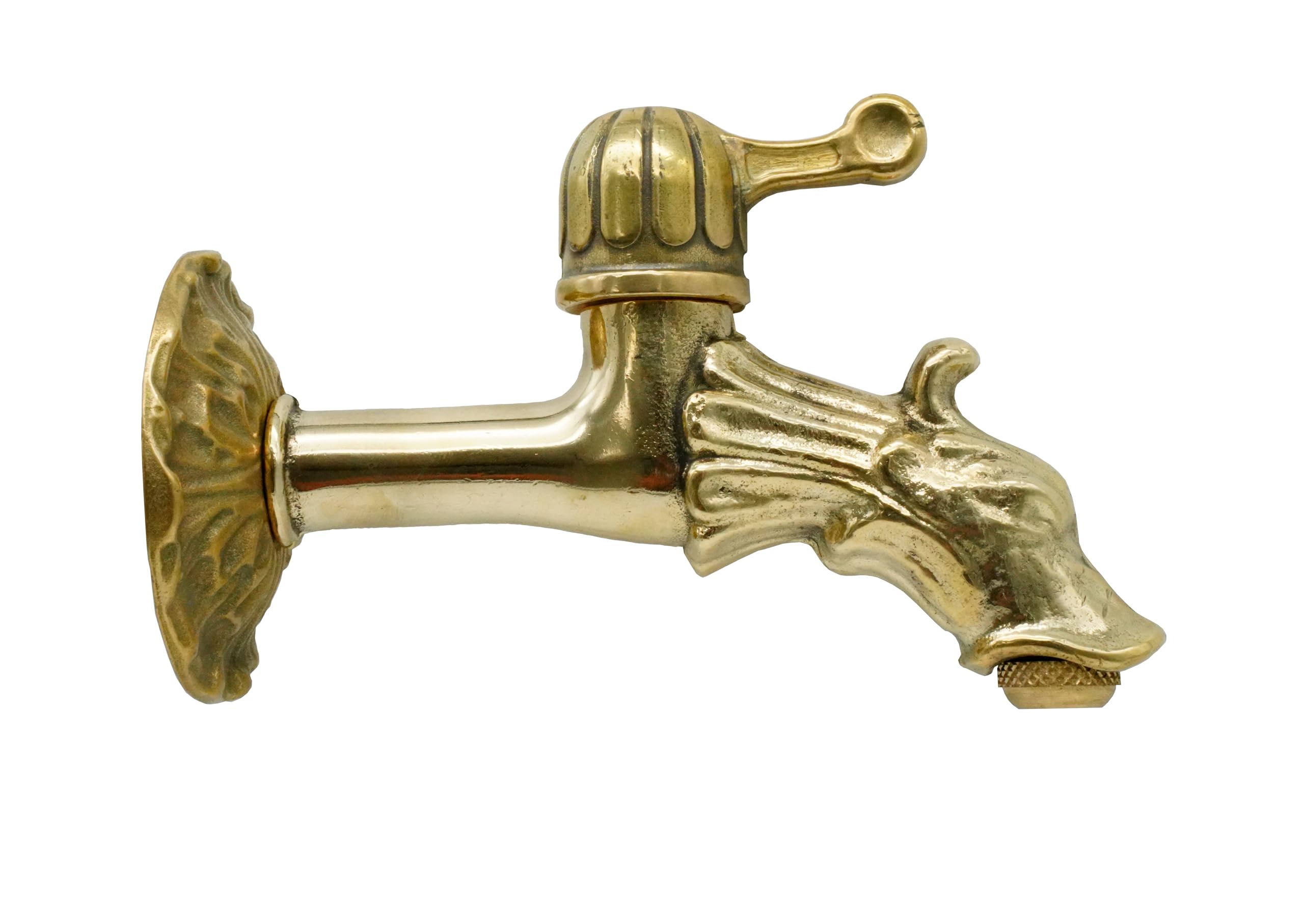 L'Artistica F.LLI PERINCIOLI | Grifo artístico de paso rápido con rosetón grande y soporte de manguera de conexión 1/2" M, grifo de latón para fuentes de columna o pared, 103 x 150 mm