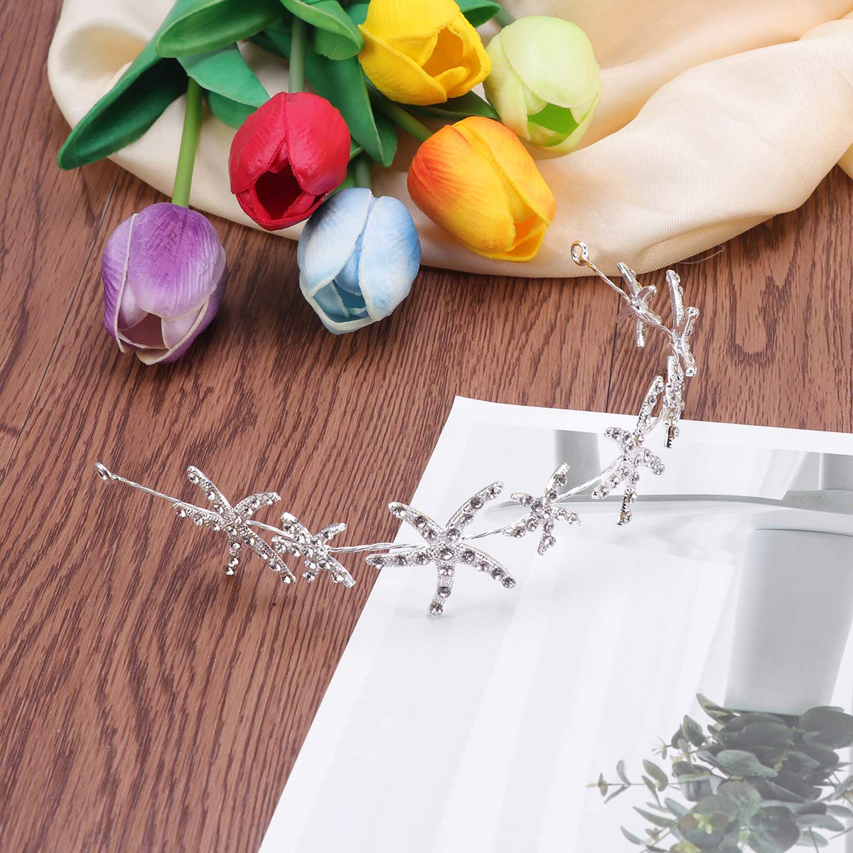 Lurrose Rhinestone Headband for Women Stylish Hair Loop Ocean Theme Hair Accessory for Parties Daily Wear 11.02In - Image 4