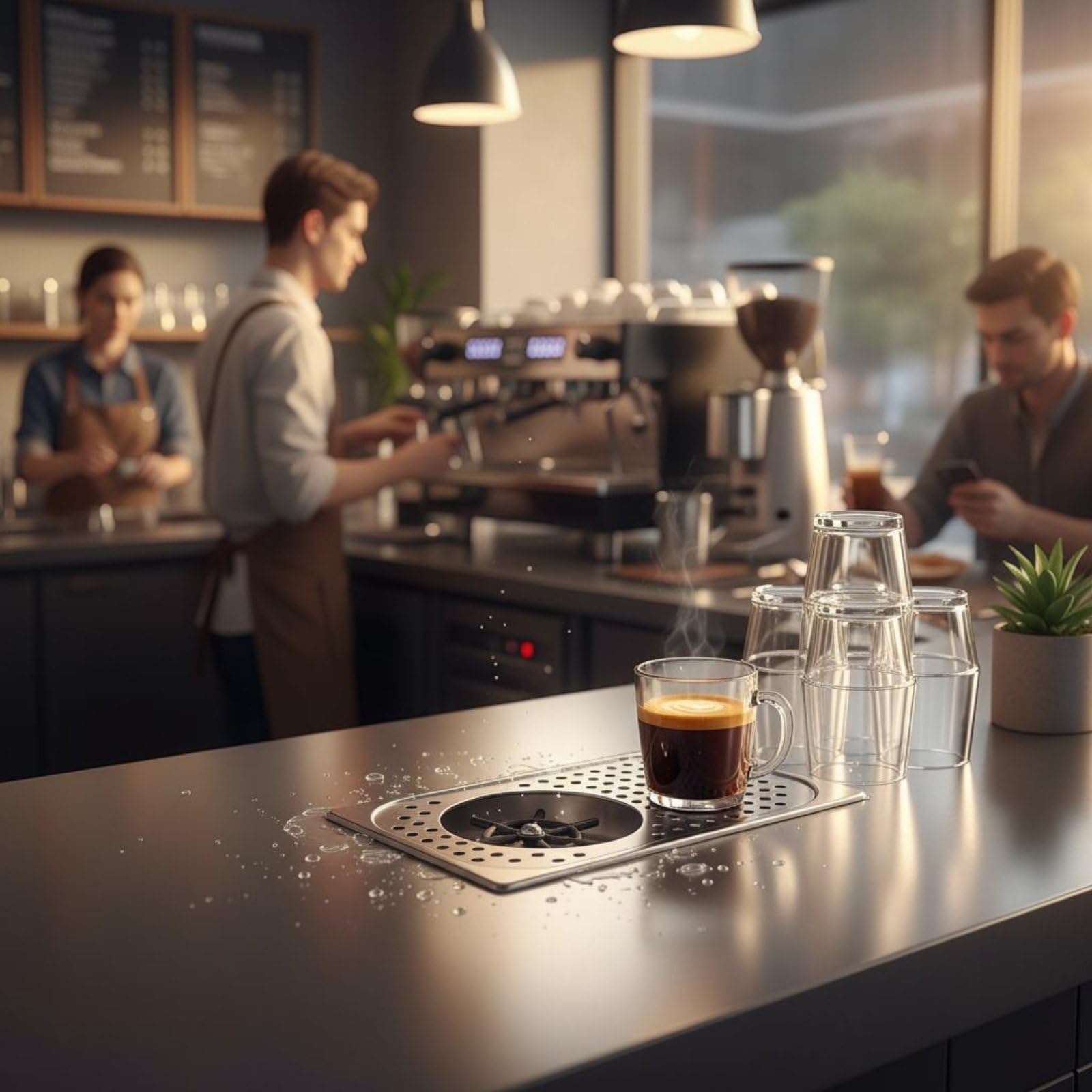 predolo Lavavasos de Presión Instalación Empotrada Lavavasos Empotrado Limpiavasos Automático para Profesionales, Cafetería, Restaurante, Negro
