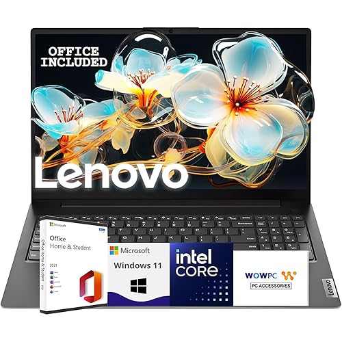 Lenovo 2025-2026 New Generation V15 Business and Student Laptop | 15.6" FHD Display | Intel High-Performance CPU | 8GB RAM | 256GB SSD | Ultra-Quiet Design | Long Battery Life | Windows 11 | WOWPC