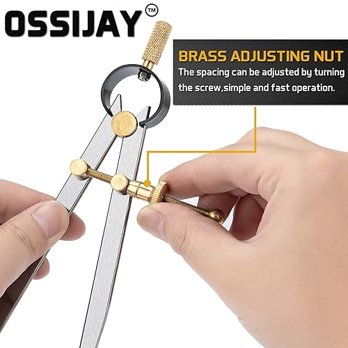 Miniatura 4 de 2 pinzas divisoras ajustables con cierre de resorte, plegadora de brújula de cuero de acero de 6 y 8 pulgadas, herramienta de brújula de dibujo para