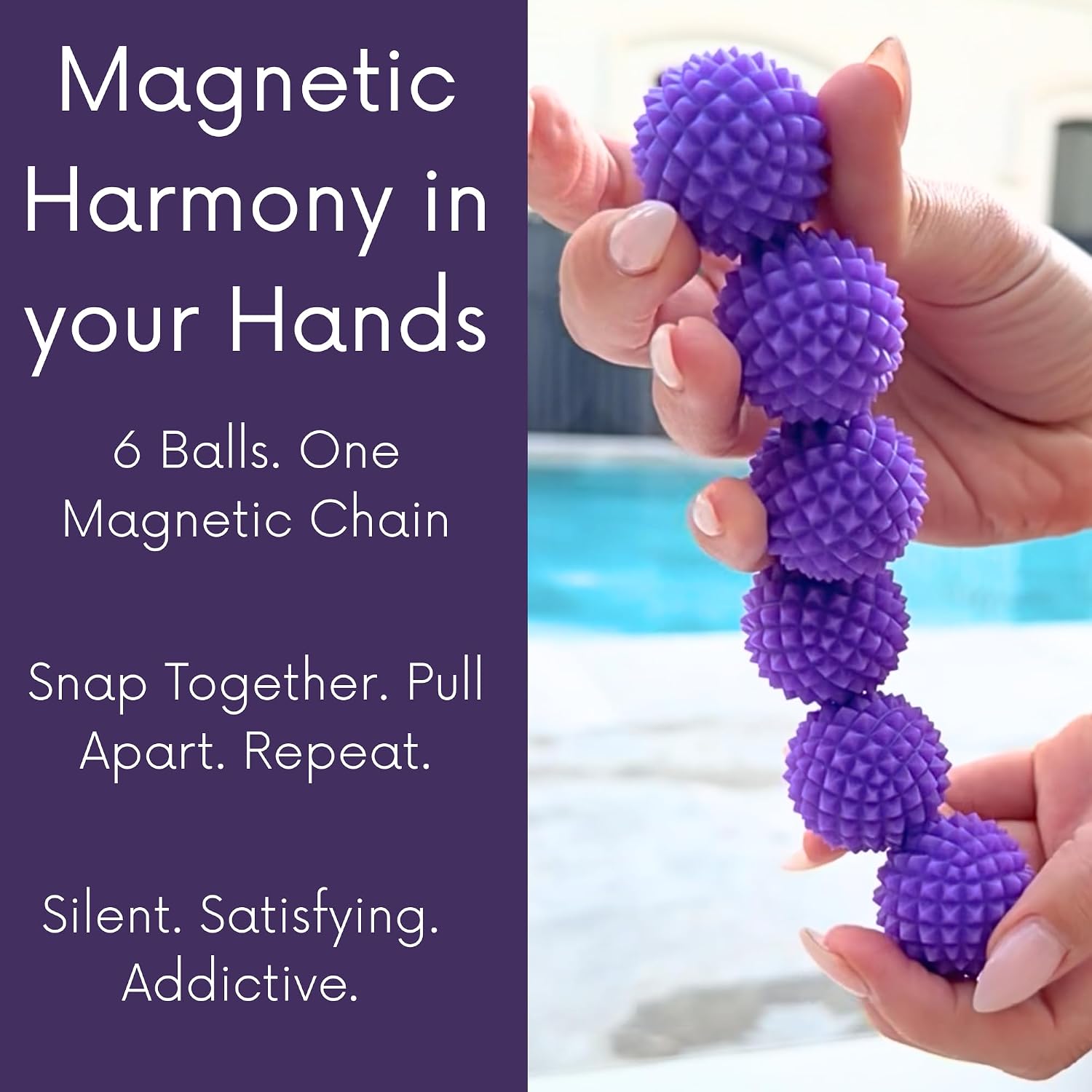 Magnetic Silicone Fidget Balls – Focus Function – 6 Identical Textured Balls for Concentration & Clarity – Stress Relief Sensory Toy for Adults, ADHD, Anxiety – Acrylic Box