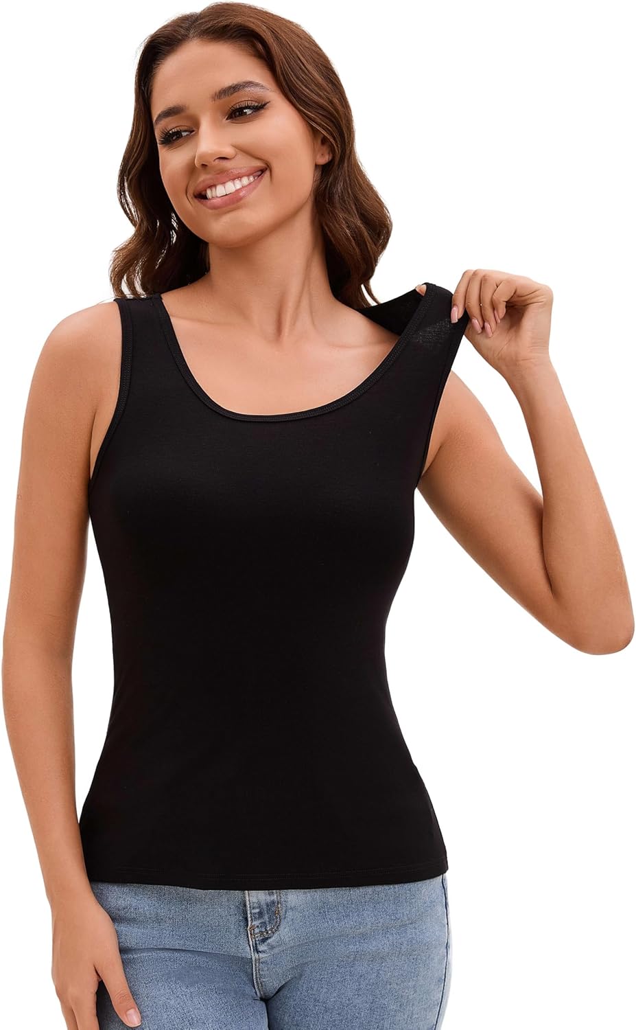 Tank Tops Womens Scoop Neck Sleeveless Shirts for Women Layering Camisoles Undershirts 2 Pack - Image 7