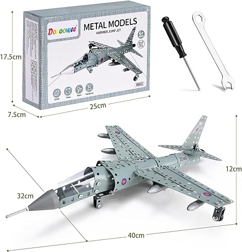 Miniatura 7 de Doloowee Kit de construcción de 282 piezas, modelo de avión, juguetes de construcción de proyectos STEM para niños de 8 a 12 años, kit de modelo de