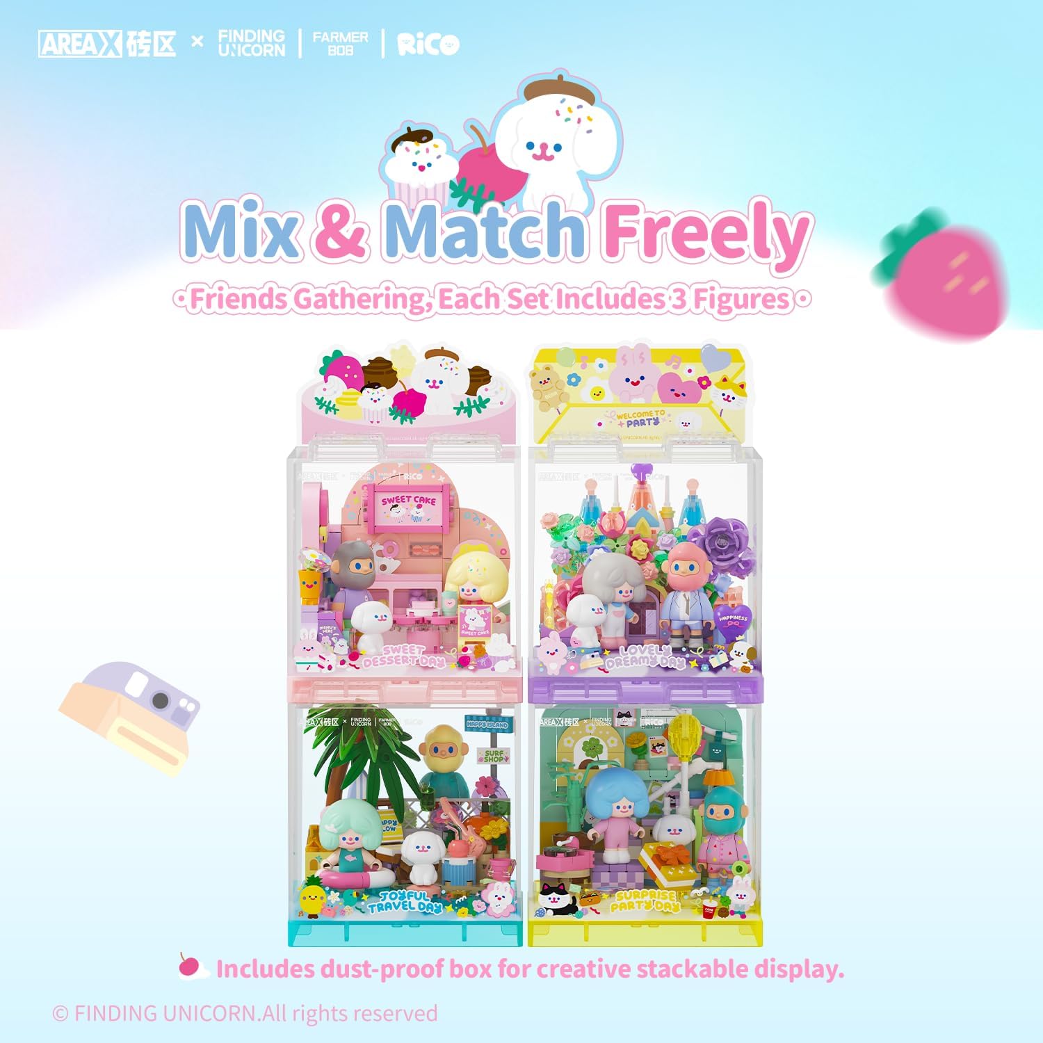 F.UN Happy Holiday Series Box,Modern Home Decor ，Holiday Birthday Gifts, Collectible Toys Set Decorations（Surprise Party Day）