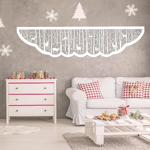 Miniatura 6 de White Christmas Fireplace Mantel Cover  Lace Reindeer Snowflake Mantle Scarf Garland Runner Decor - Xmas Fireplace Decorations for Living Room