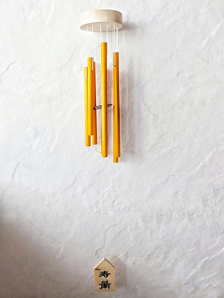 The Spiritual Living Golden Wind Chime 7 Pipes Rod | Positive Vibes Energy Flow Peaceful Sound | Garden | Windchimes for Home Decor | Balcony | Vastu & Feng Shui | Evil Eye