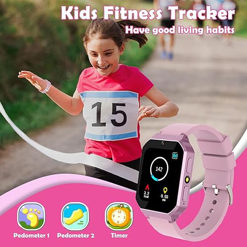 Miniatura 6 de Deaecd Reloj inteligente para niños con 26 juegos de rompecabezas, pantalla táctil HD, linterna, cámara, reproductor de música, podómetro, alarma