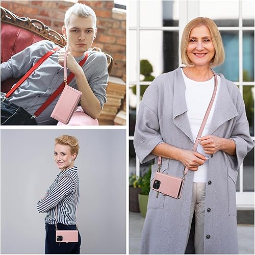 Miniatura 6 de MInCYB Funda tipo cartera para iPhone 13 Pro con tarjetero (12 ranuras para tarjetas), funda de piel sintética para mujeres y hombres, carga