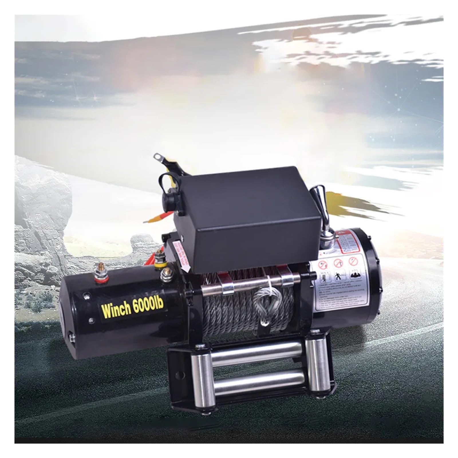 Verricello elettrico da 1360,8 kg, 24 V/12 V + corda sintetica da 10 m, controllo wireless, per recuperare barche, camion, rimorchi, fuoristrada, 24 V, cavo da 10 m