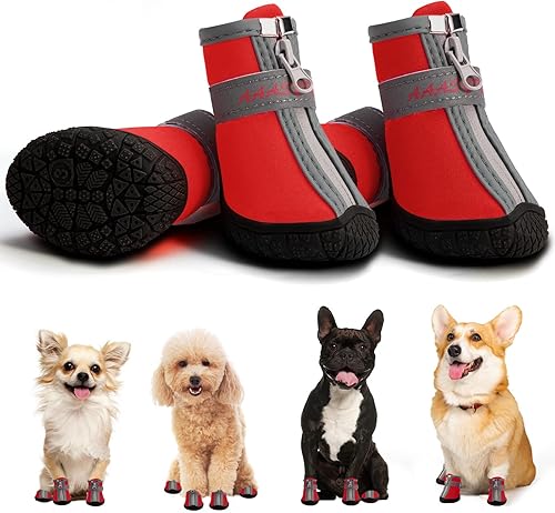 Zapatos para perros pequeños, botas impermeables para pavimento caliente de verano, caminar al aire libre, suelos de madera dura de interior,