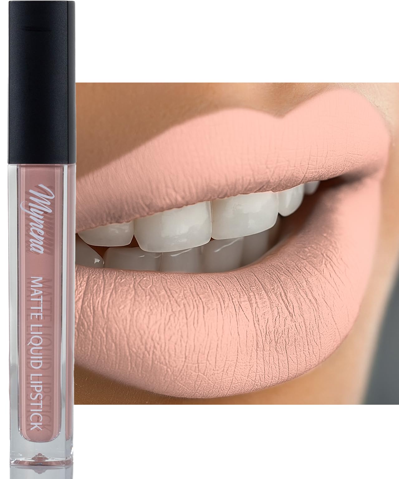Mynena Soft Peachy Pink Matte Liquid Lipstick | Long-Lasting Comfort | Smudge-Proof Transfer-Resistant Vegan & Cruelty-Free | Full Coverage Non-Drying True Pigment | All-Day Wear Lip Color | Amelia