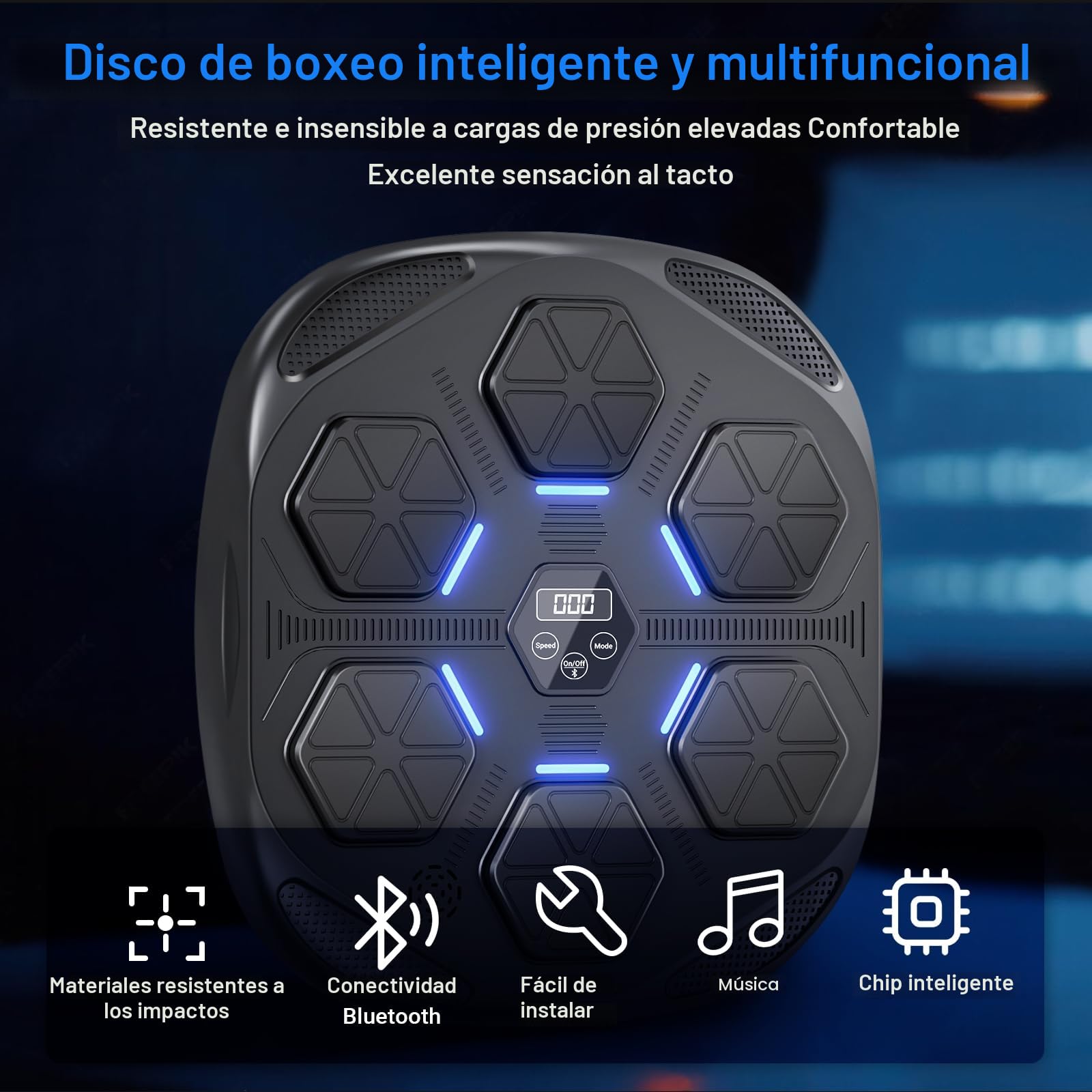 HotHands - Máquina de Boxeo Musical, Equipo de Boxeo Electrónico Bluetooth portátil de Pared, 9 Modos de Velocidad, Entrenamiento de Pared, Altura de instalación Ajustable, con Guantes