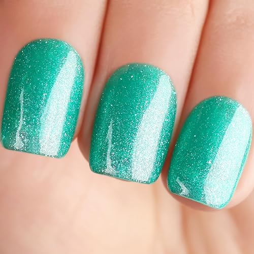 Miniatura 1 de Imtiti Esmalte de uñas en gel con purpurina, 1 unidad de 0.5 onzas líquidas de esmalte de uñas de gel verde brillante, esmalte de gel