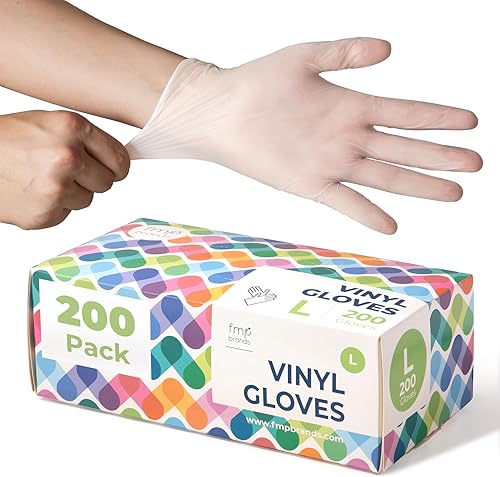 200 Pack Disposable Food Prep Vinyl Gloves, Food Service Grade Kitchen Glove, Clear Powder Free, Latex Free, S M L XL