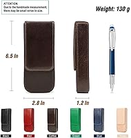Vista 5 de Estuche Superior de Cuero Genuino de Grano Superior con 3 Ranuras para Lápices/Bolígrafos, Diseño de Moda Sólido Sin Logo, Hecho a Mano, Cierre