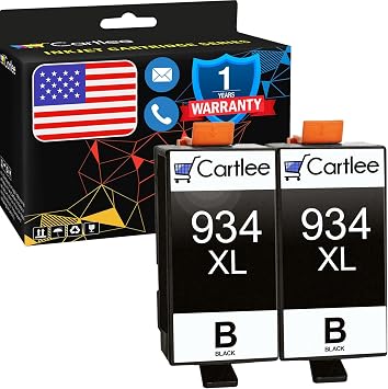 استبدال خراطيش الحبر المتوافقة مع Cartlee لـ HP 934 934XL لـ OfficeJet Pro 6830 6230 6835 6812 6800 6820 6825 6822 طابعة Inkjet Cartridge Combo 2 Black