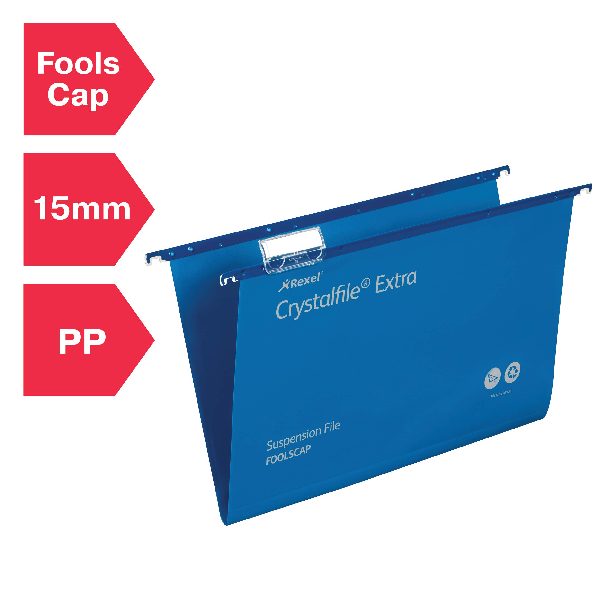 Rexel Crystalfile - Carpeta colgante, 25 unidades, azul