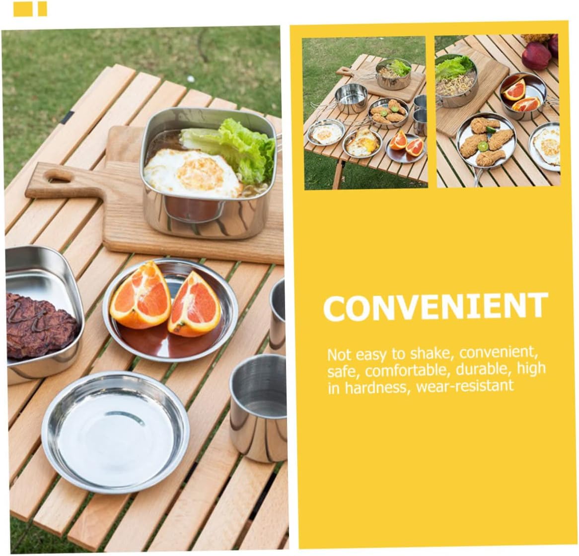 Portable Camping Cookware Set Lightweight Stainless Steel Cookware Kit with Frying Pan Stew Pot Cups and Plates for Outdoor Cooking and Travel Adventures