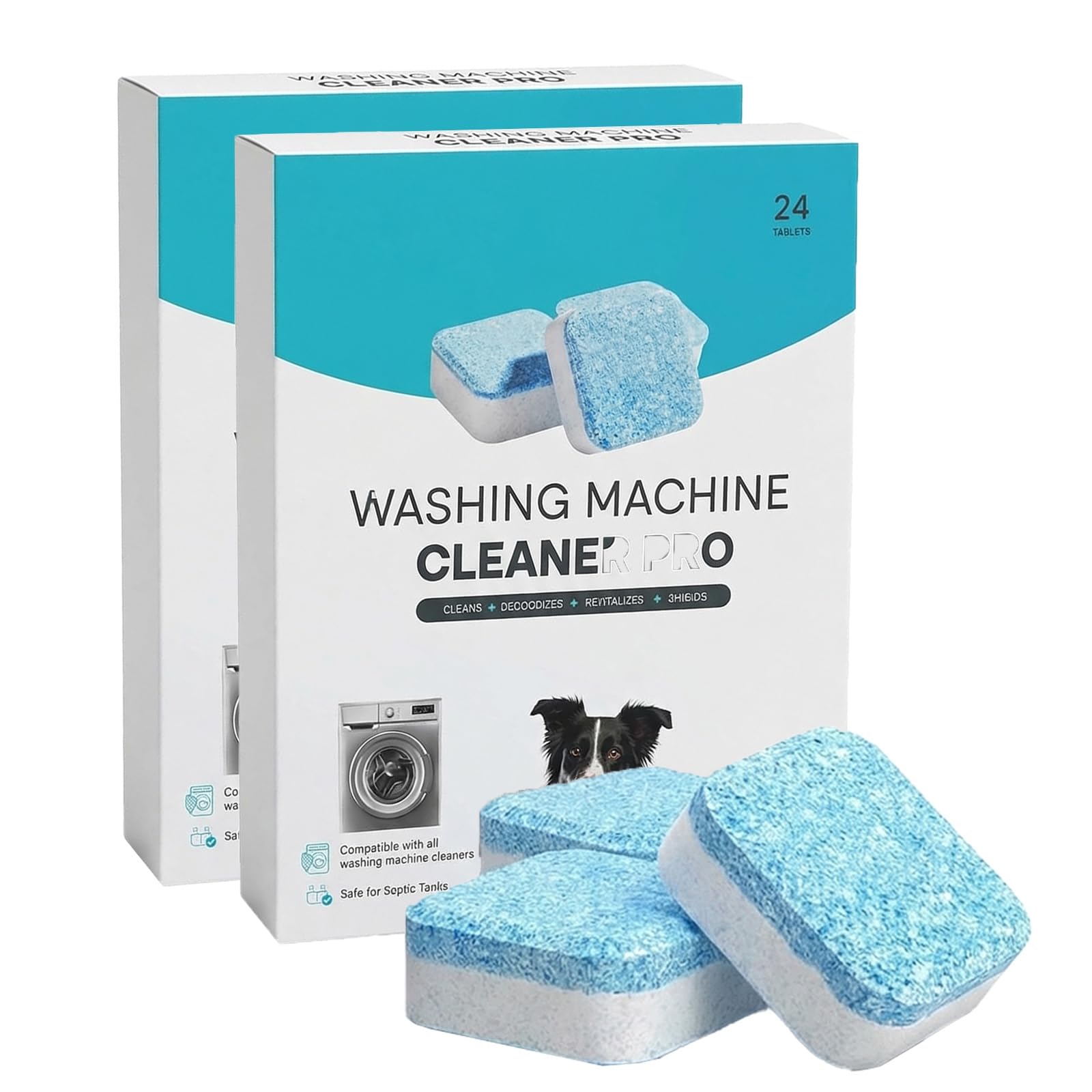 Zunial Waschmaschinenreiniger Pro, Zunial Maschinenreiniger, Maschinenreiniger Tabs Für Waschmaschine, Waschmaschinen-Reiniger Gegen Gerüche, Tierhaare Und Rückstände (48 Stück)