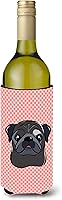 Vista 354 de Caroline's Treasures BB1293LITERK Tablero de ajedrez verde lima Weimaraner Botella de vino Hugger Funda Enfriadora Abrazador Lavable a Máquina