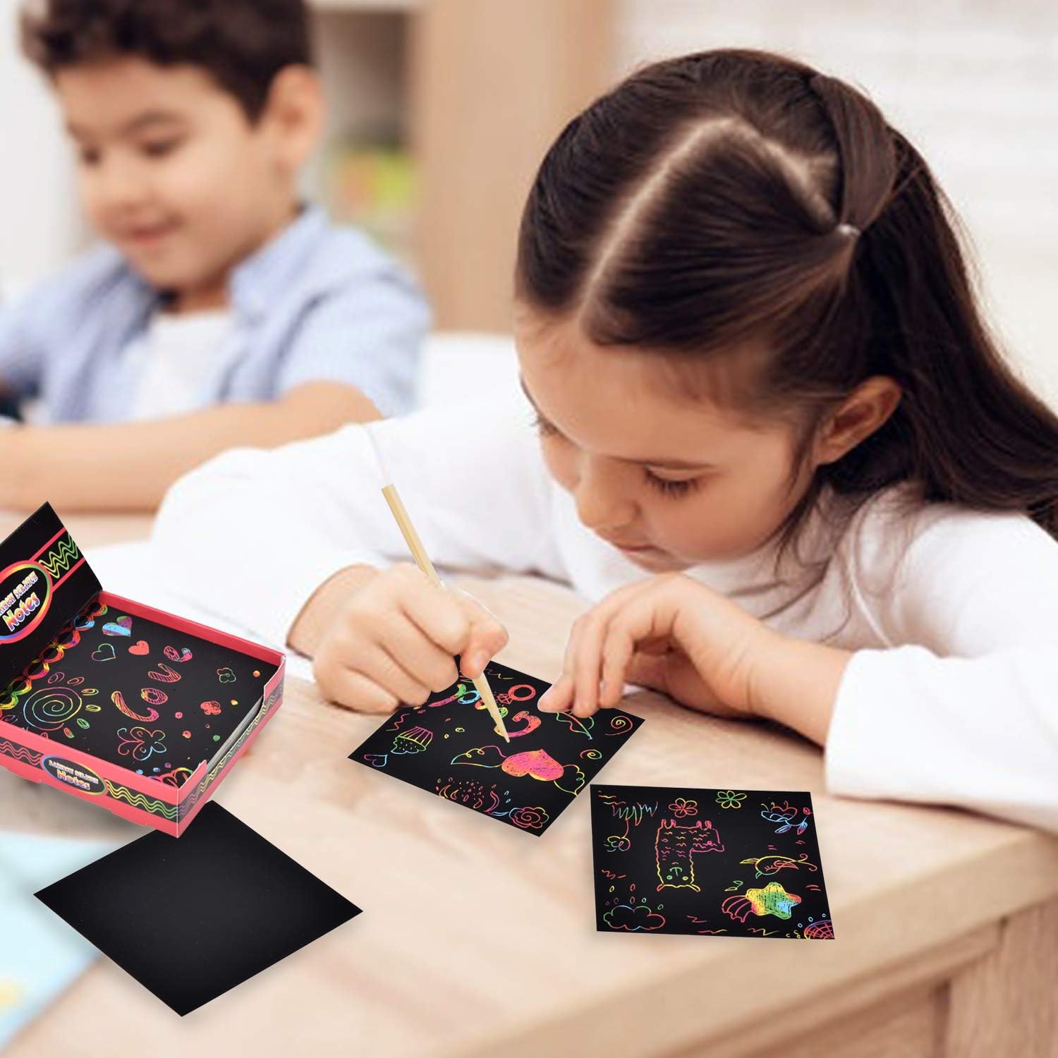 Scratch Arts [125 Sheets + 2 Wooden Stylus + 2 Stencils] Arts and