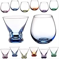 Vista 38 de ColoVie Martini Glasses set of 6,Champagne Flutes set of 6, Stemless, Colored