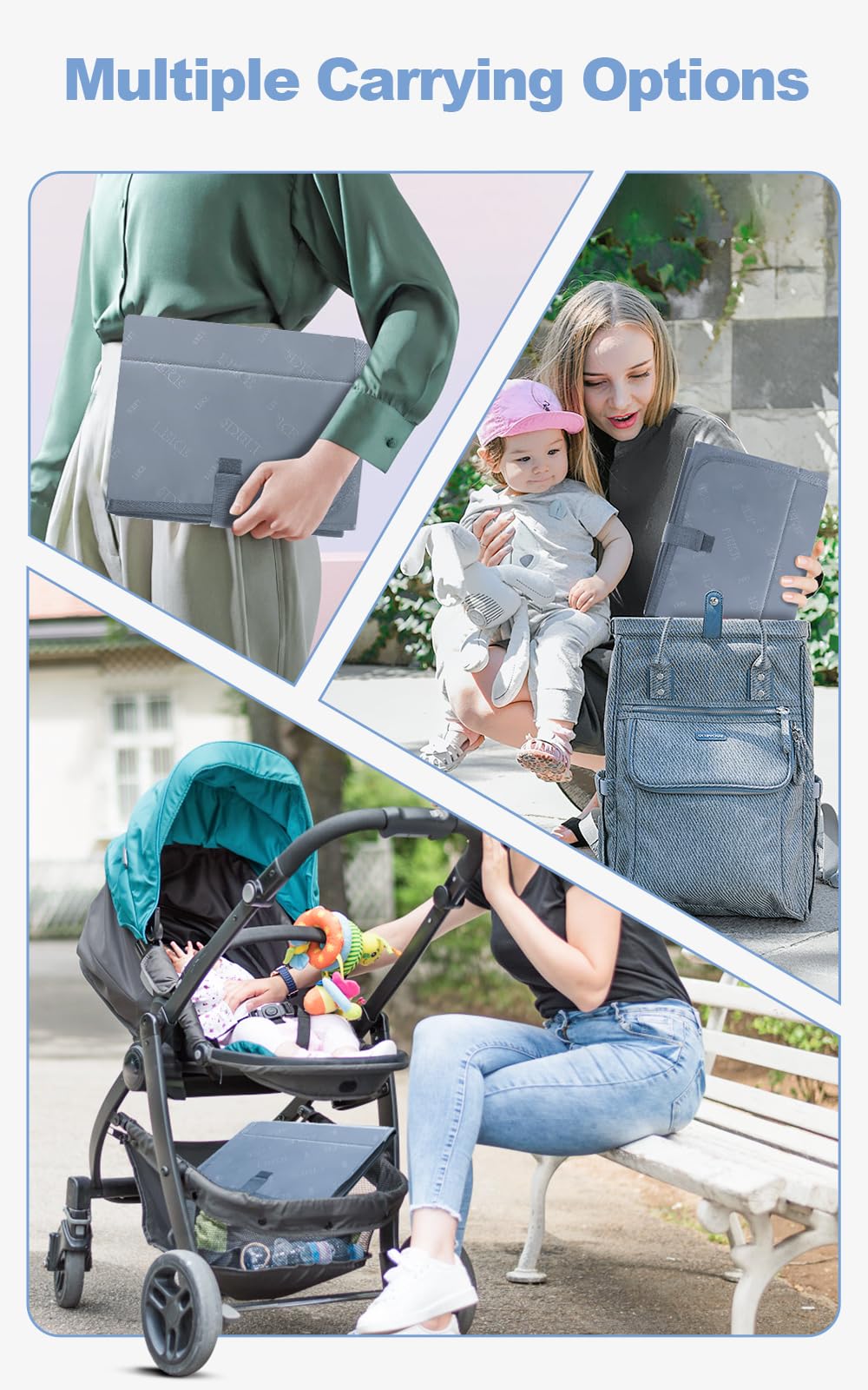 Lekebaby Pliable Matelas a Langer de Voyage, Tapis à Langer pour Bébé,Impermeable Portable Tapis a Langer Bebe pour Maison Extérieur Voyage(70x40cm)