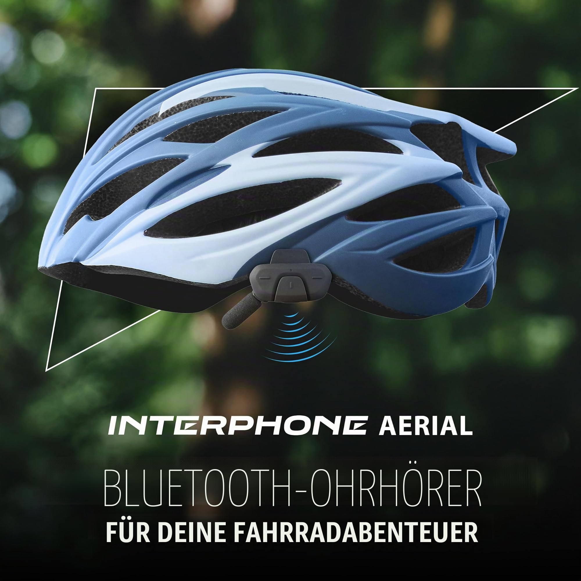 INTERPHONE Aerial Dual-Fahrrad-Gegensprechanlage für die Kommunikation zwischen 2 Fahrern bis zu 300 m, Gegensprechanlage für Fahrradhelm mit Bluetooth für GPS, Musik und Anrufe, wasserdicht und mit