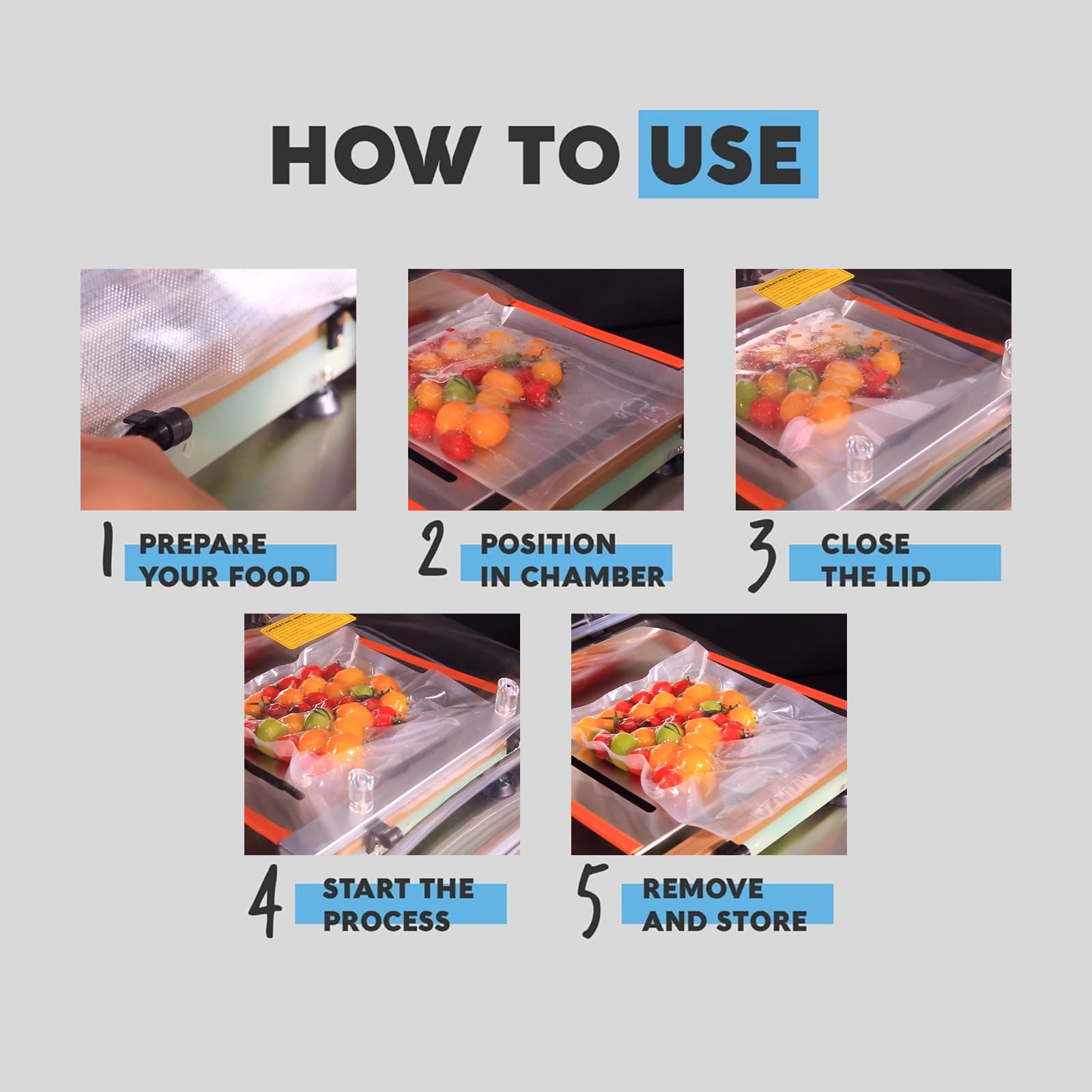 Sellador al vacío de cámara, perfecto para alimentos húmedos, líquidos, polvos y videos de sous, almacenamiento de alimentos, aplicado en la cocina doméstica y uso comercial
