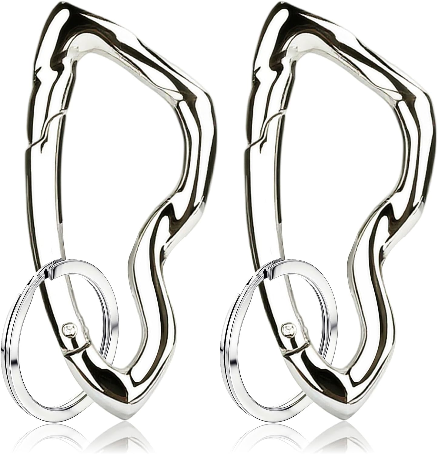 2pcs Cute Y2K Carabiner Keychain Clips, Silver Cool Multi-Use Carabiner Hook Key Ring, Heavy Duty Metal Keychain Clip for Outdoor Hiking Travel Daily Accessories - Image 7