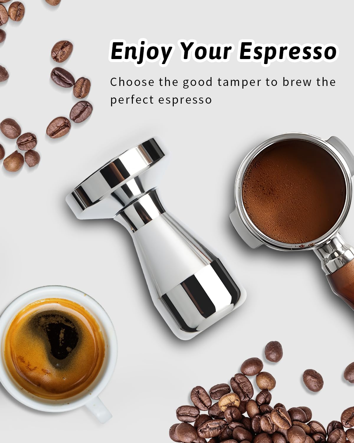 51mm Stainless Steel Espresso Tamper Flat Base Coffee Tamper Tamper Tool Espresso Expresso Hand Press Tamp Espresso Accessories — view 3