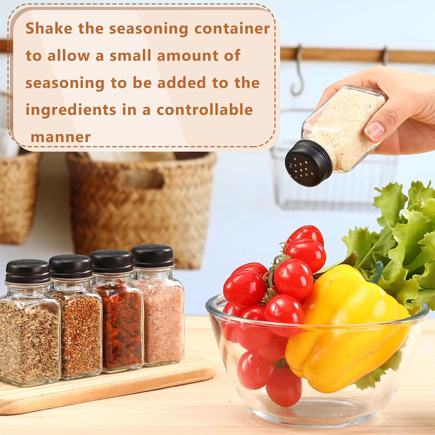Bokon 48 Pack Glass Salt Pepper Shakers 2.7oz,Black,Classic image 4