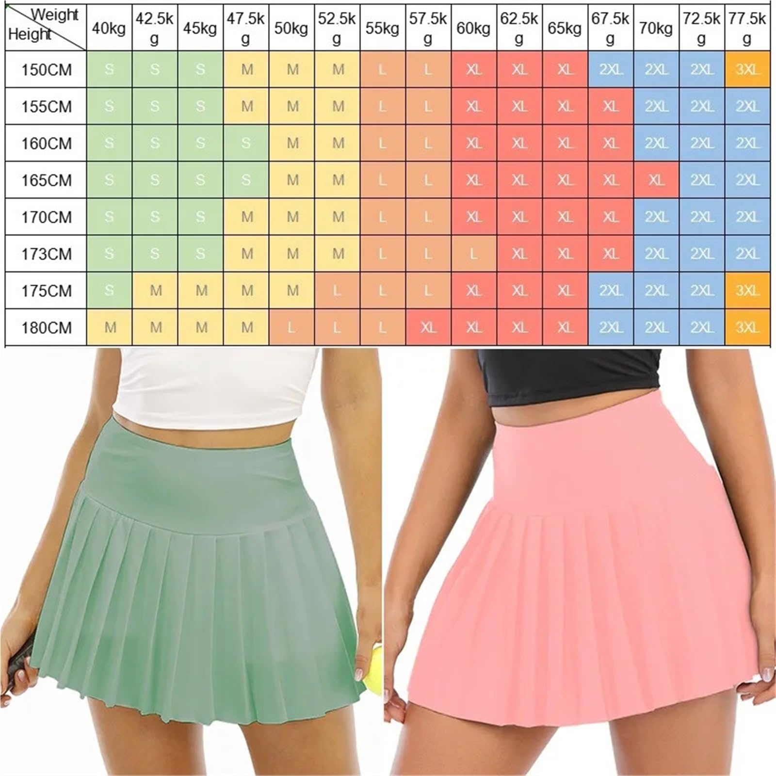 Falda de Tenis Plisada Cintura Alta Spandex Nailon