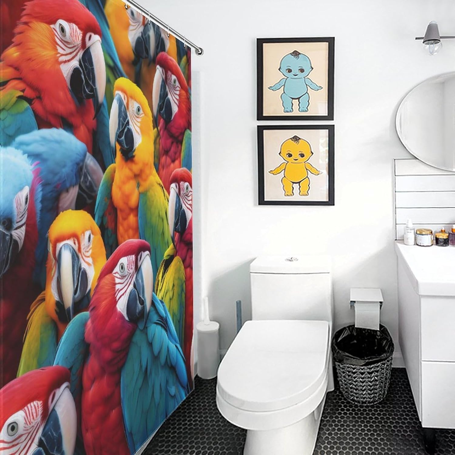 Parrots Birds Funny Shower Curtains Washable Bath Curtain Liner with Hooks for Bathroom Bath Tubs