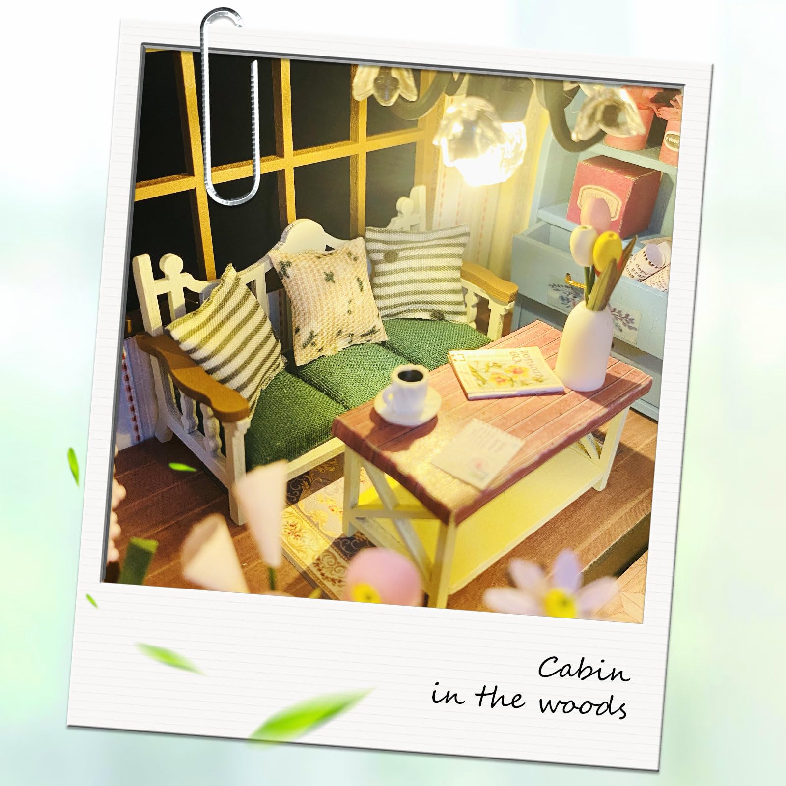 Cuteefun Miniatura Casa Delle Bambole Kit, Dollhouse in Legno con LED, Kit Casa Minuscola per Adulti da Costruire, Regali Unici per Compleanni, Natale(Casa di Fiori)