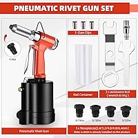 Vista 2 de Pistola de remache neumática 1/4" Herramienta de remache hidráulica de aire, máquina remachadora de servicio pesado adecuada para campos