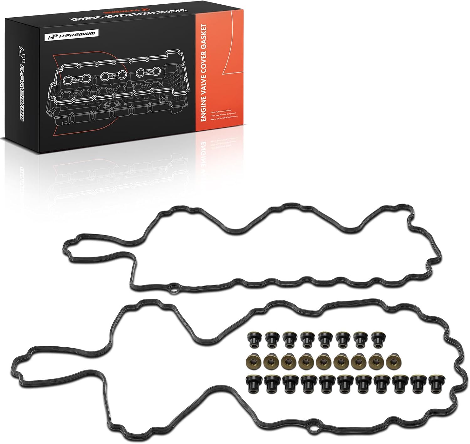 A-Premium Engine Valve Cover Gasket Set Compatible with Chevrolet, GMC, Hummer, Gulf, Workhorse, Workhorse Custom Chassis - Silverado Sierra 2500 HD 3500 Classic, Express, C4500 C5500 Kodiak Topkick